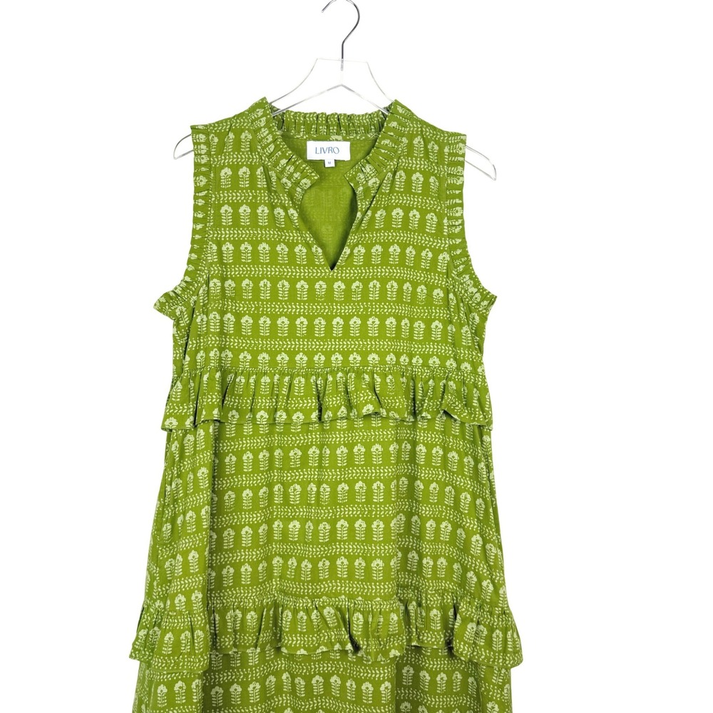 Livro Julie Green Patterned Cotton Ruffle Tiered Maxi Dress Medium - Picture 3 of 16
